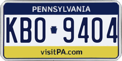 PA license plate KBO9404
