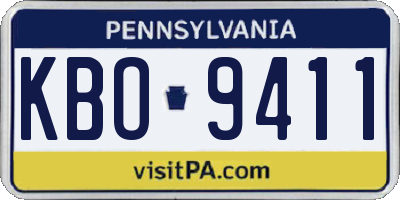 PA license plate KBO9411