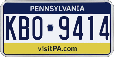 PA license plate KBO9414