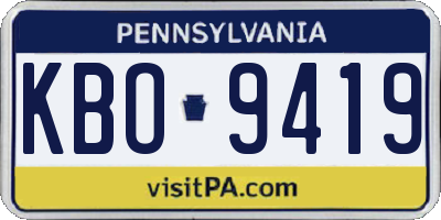 PA license plate KBO9419