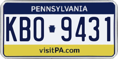 PA license plate KBO9431