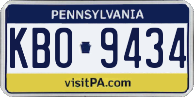 PA license plate KBO9434