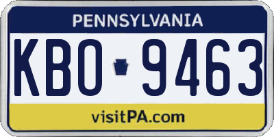 PA license plate KBO9463