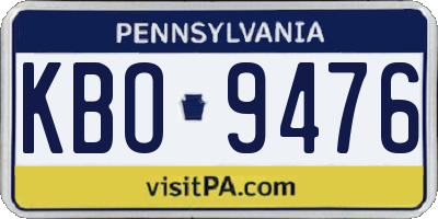 PA license plate KBO9476