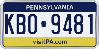PA license plate KBO9481
