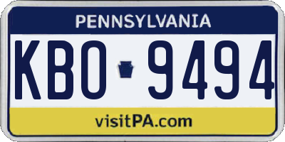 PA license plate KBO9494