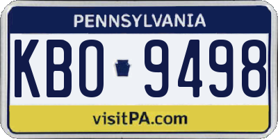 PA license plate KBO9498