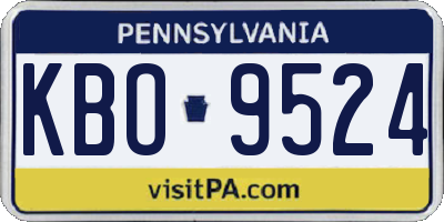 PA license plate KBO9524