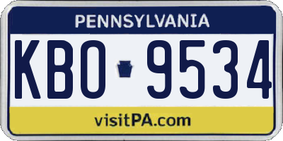 PA license plate KBO9534