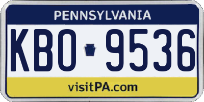 PA license plate KBO9536