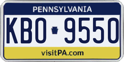 PA license plate KBO9550
