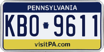 PA license plate KBO9611
