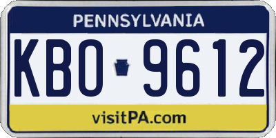PA license plate KBO9612