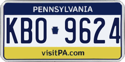 PA license plate KBO9624
