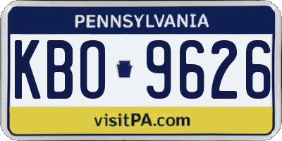 PA license plate KBO9626