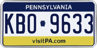 PA license plate KBO9633
