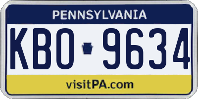 PA license plate KBO9634