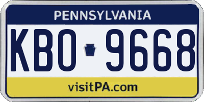PA license plate KBO9668