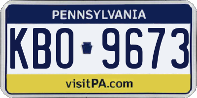 PA license plate KBO9673