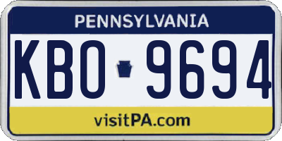 PA license plate KBO9694
