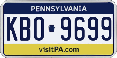 PA license plate KBO9699