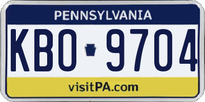 PA license plate KBO9704