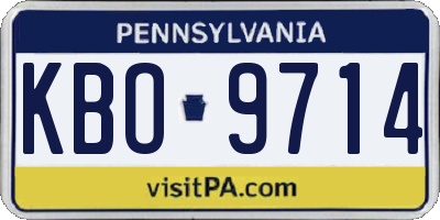 PA license plate KBO9714