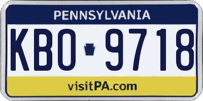 PA license plate KBO9718
