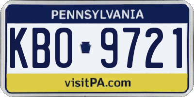 PA license plate KBO9721