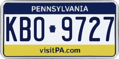 PA license plate KBO9727