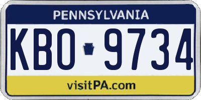 PA license plate KBO9734