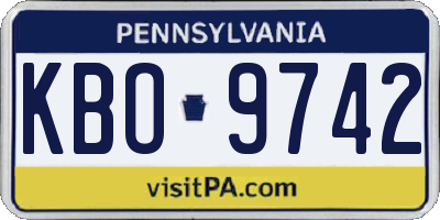 PA license plate KBO9742