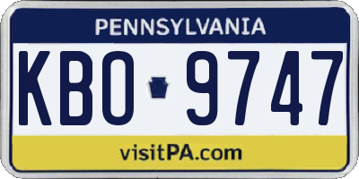 PA license plate KBO9747