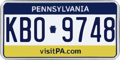 PA license plate KBO9748