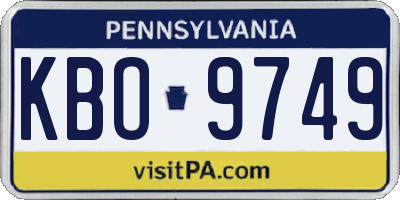 PA license plate KBO9749