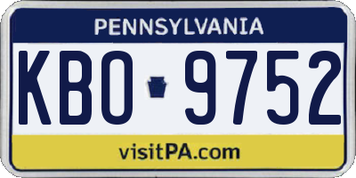 PA license plate KBO9752