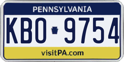 PA license plate KBO9754