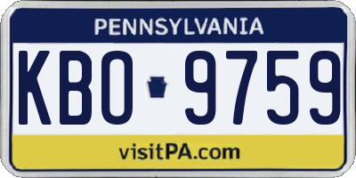PA license plate KBO9759