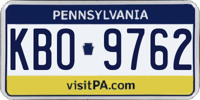 PA license plate KBO9762