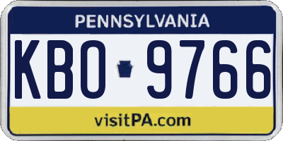 PA license plate KBO9766