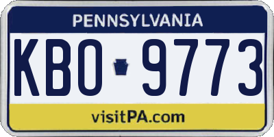 PA license plate KBO9773