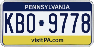 PA license plate KBO9778
