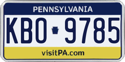 PA license plate KBO9785