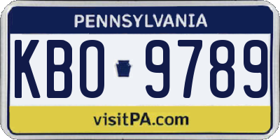 PA license plate KBO9789