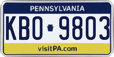 PA license plate KBO9803