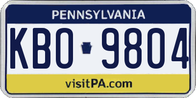 PA license plate KBO9804