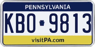PA license plate KBO9813