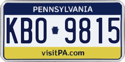 PA license plate KBO9815