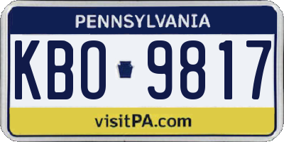 PA license plate KBO9817