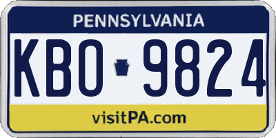 PA license plate KBO9824